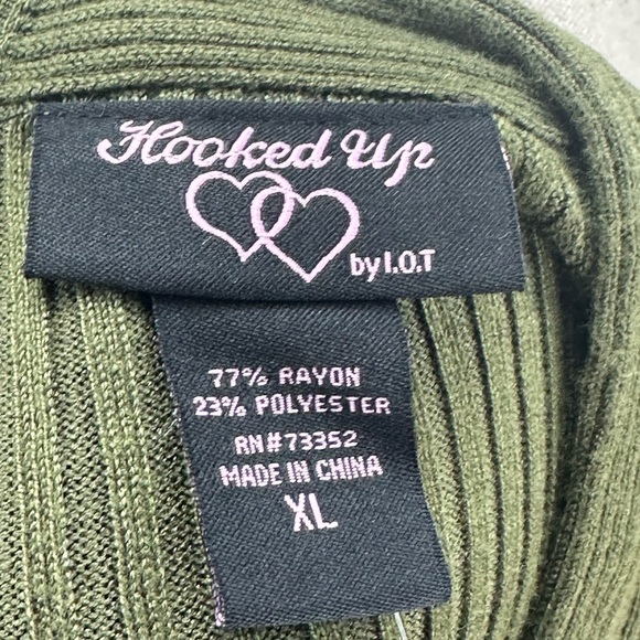 Hooked Up Long Sleeve Crew Neck Back Zip Sweater - Green - size XL - Picture 5 of 7